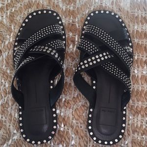 Dolce vita black studded sandals slides